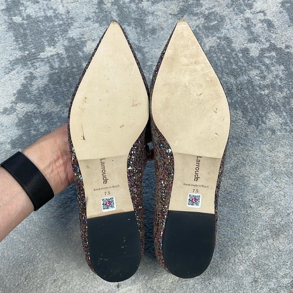 Larroude Carroline Flat Glitter Mary Jane Party Pointed Toe DEFECT Sz 7.5 - Picture 14 of 15
